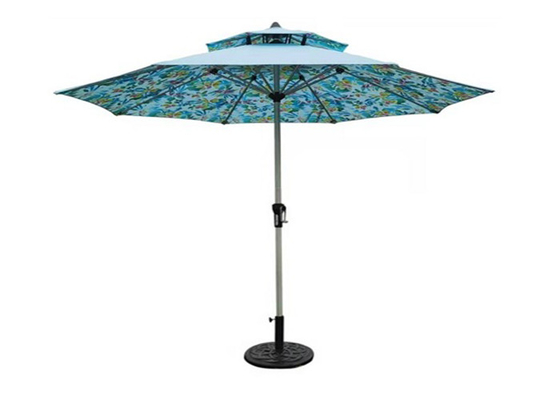 Güneş Koruması 2.5 M Dış Mekan Şemsiyesi, Alüminyum Polyester Bahçe Şemsiyeleri Şemsiyeleri